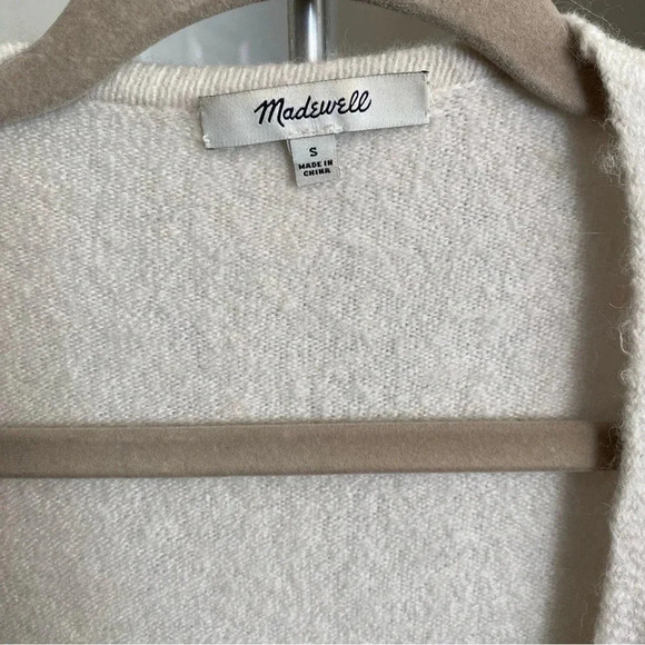 Madewell Kent Colorblock Cardigan Sweater in Coziest Yarn Bright Ivory Sz Small - Picture 11 of 11